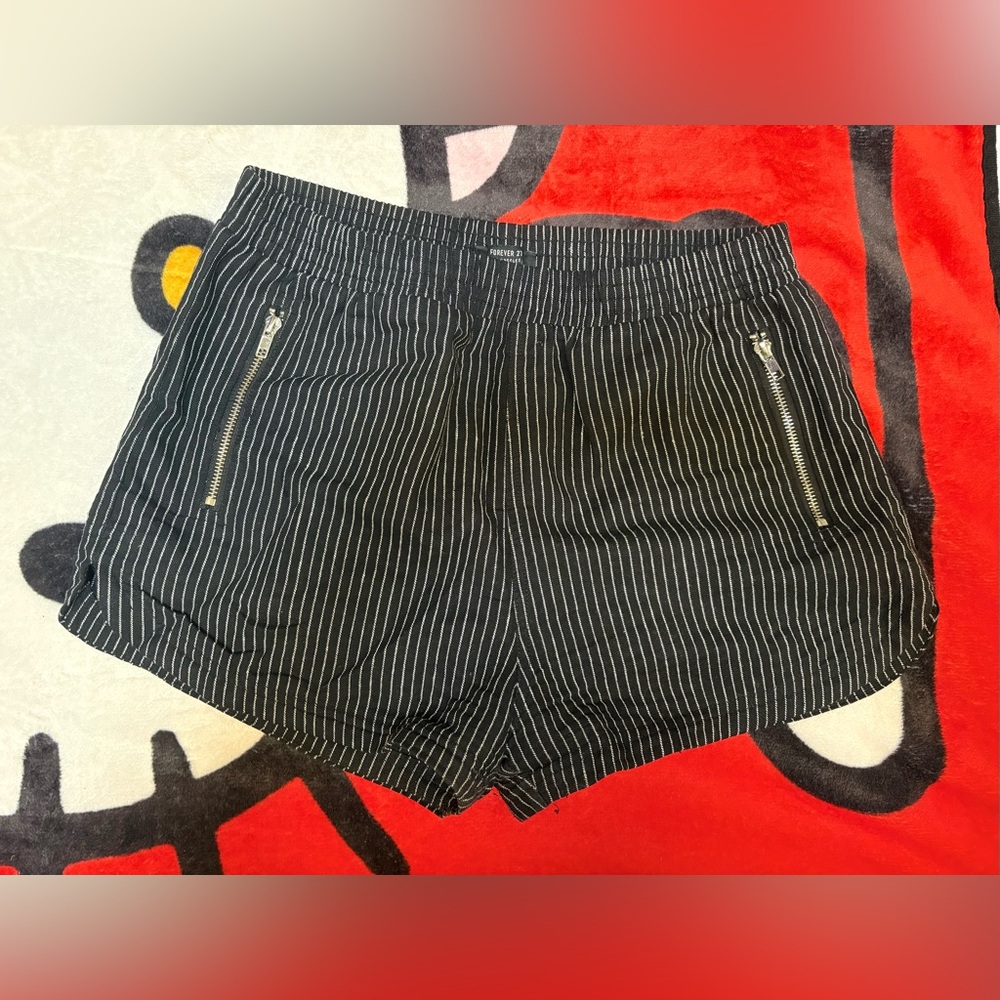 Forever 21 High Waist Black and White Pinstripe Shorts